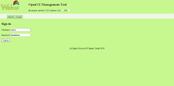 WebVZ- OpenVZ Management ToolLogin